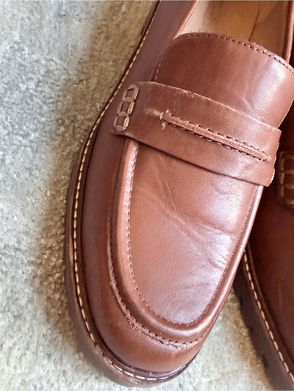 Madewell Tan Leather Lug-Soled Penny Loafers Size 7 - Picture 9 of 9